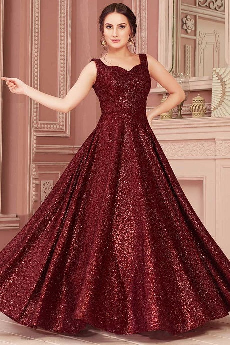 Kalmkari Designer Red Color Stylish Anarkali Fancy Gown