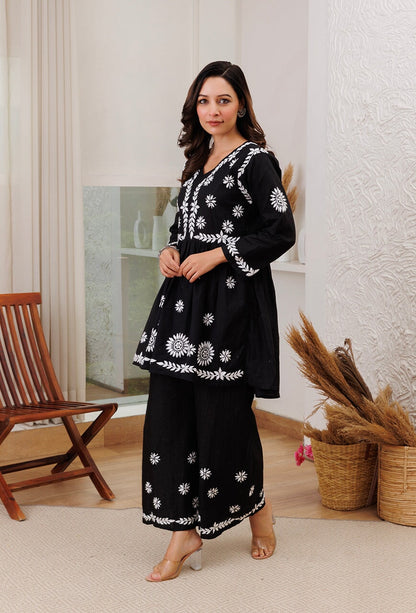 Fascinate Black Color Festival Wear Chikankari Work Dress