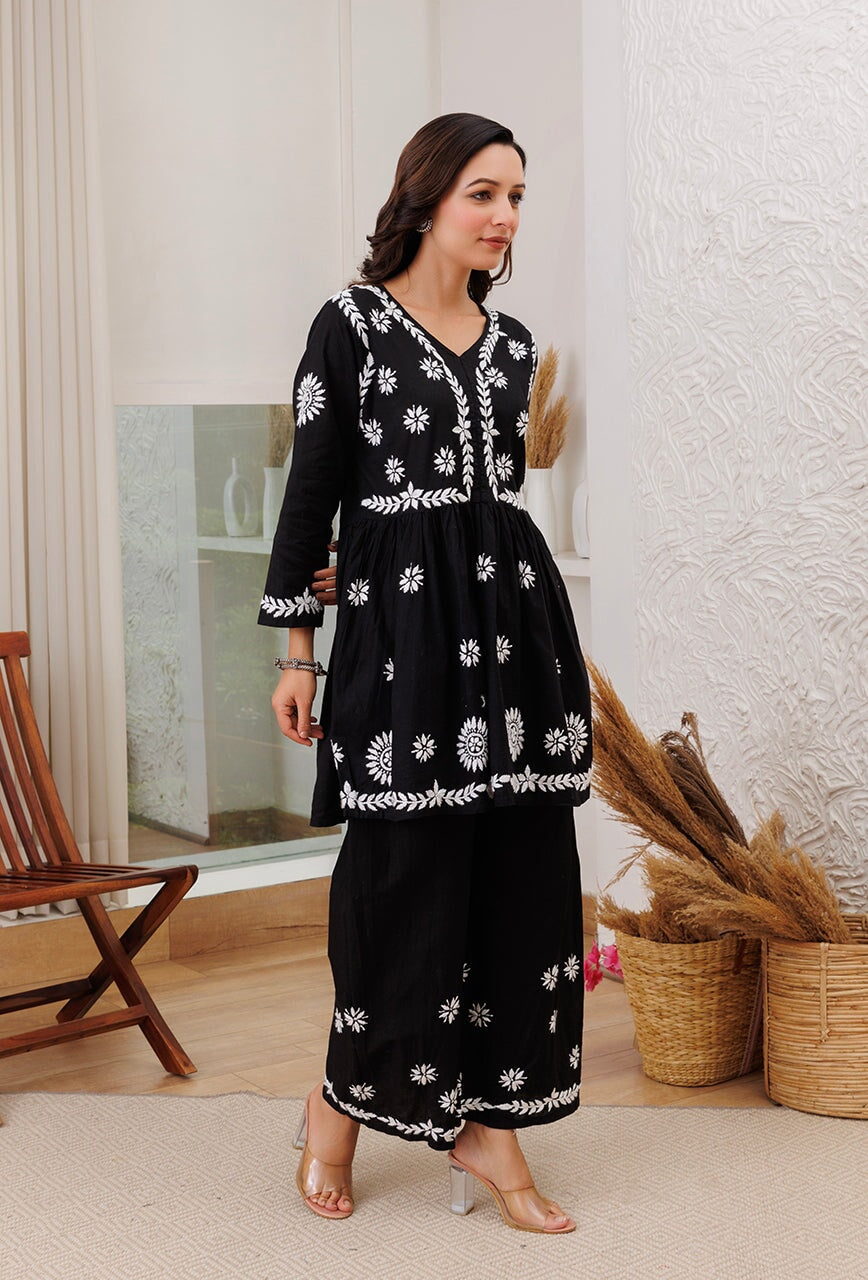 Fascinate Black Color Festival Wear Chikankari Work Dress