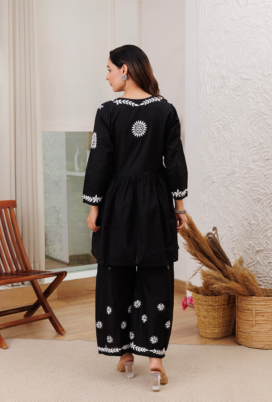 Fascinate Black Color Festival Wear Chikankari Work Dress