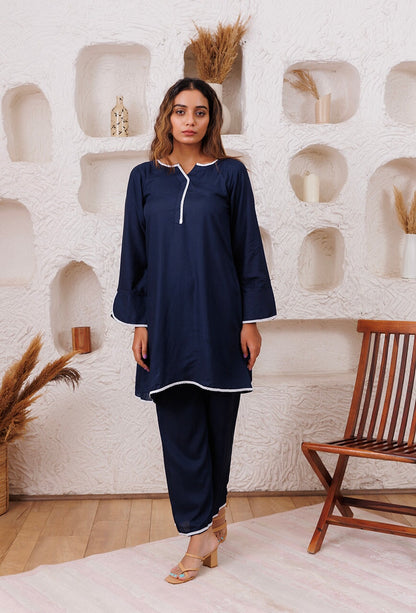 Adorable Navy Blue Color Chikankari Designer Kurta