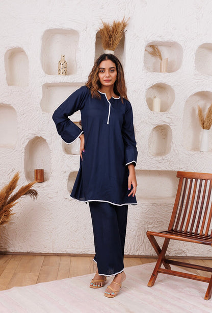 Adorable Navy Blue Color Chikankari Designer Kurta