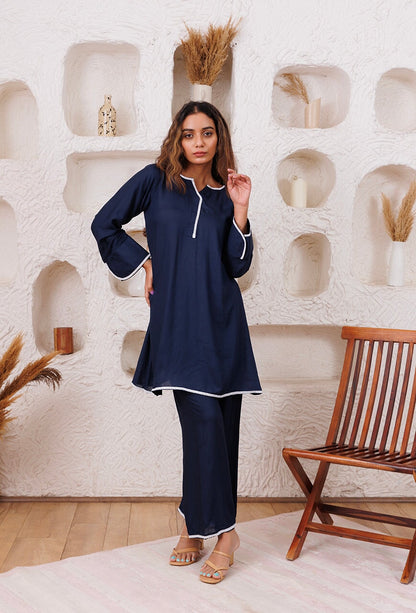 Adorable Navy Blue Color Chikankari Designer Kurta