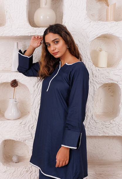 Adorable Navy Blue Color Chikankari Designer Kurta