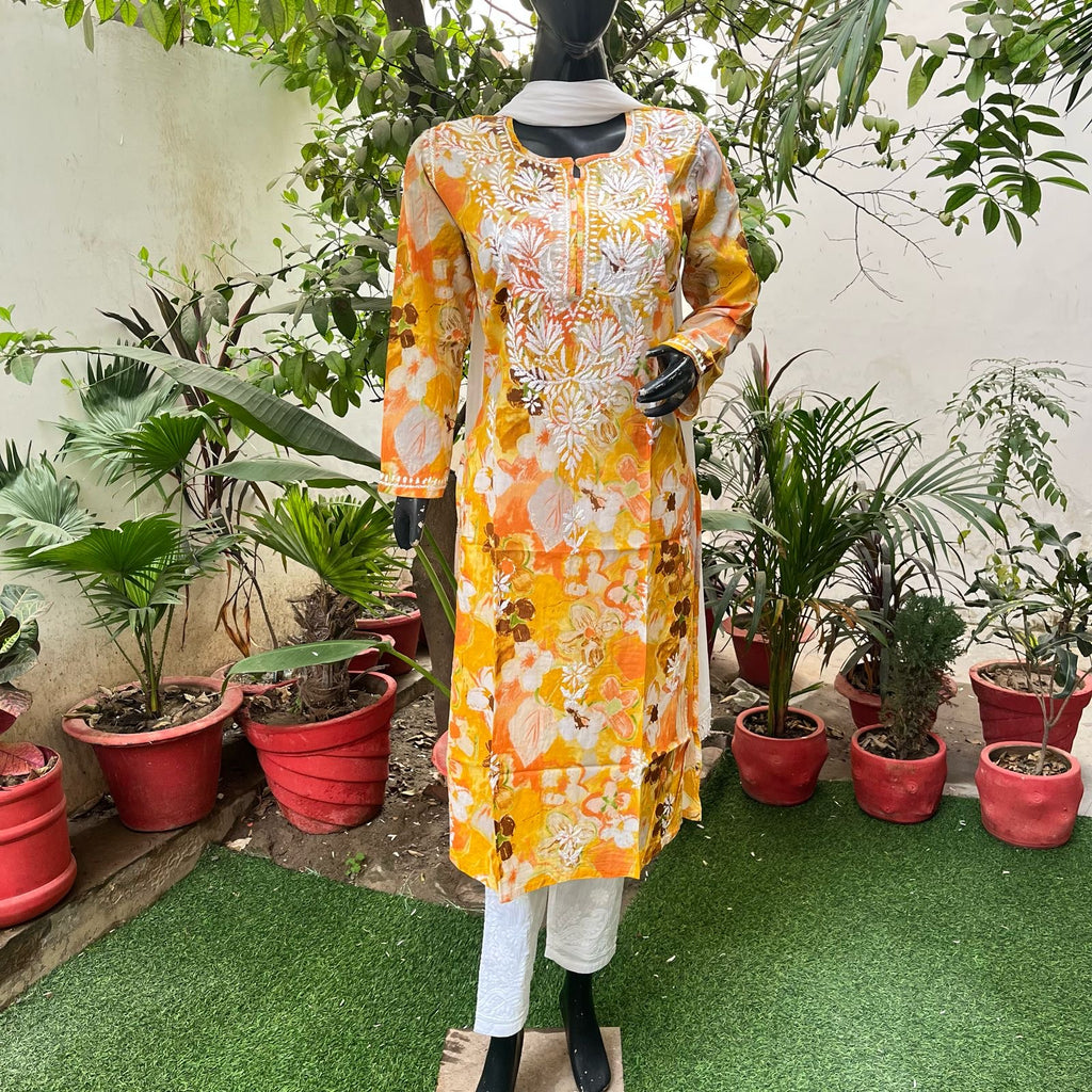 Latest Bollywood Yellow Color Chikankari Work Kurta