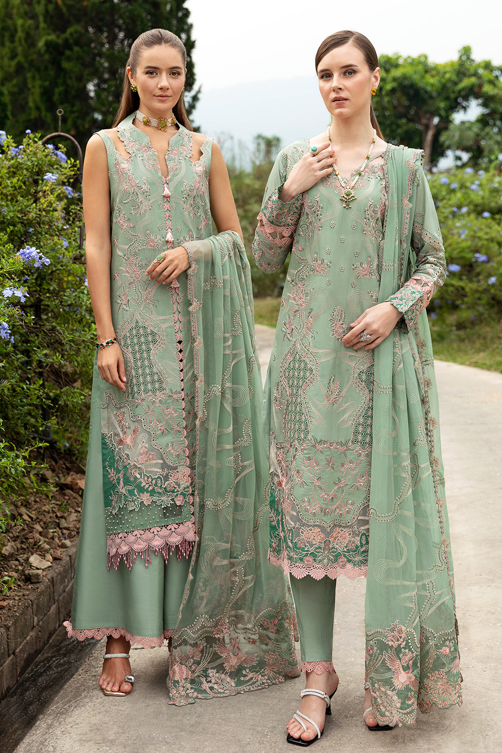 Admiring Dark Green Embroidery Heavy Work Dress For Women