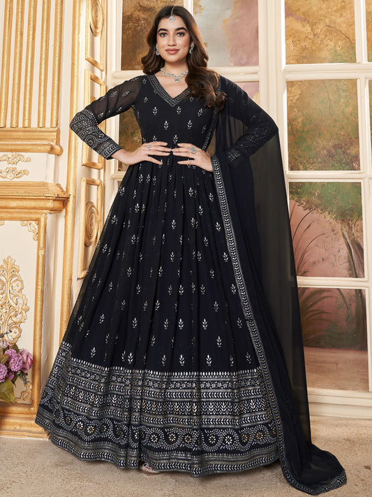 Black Color Designer Occasion Wear Gown For Women