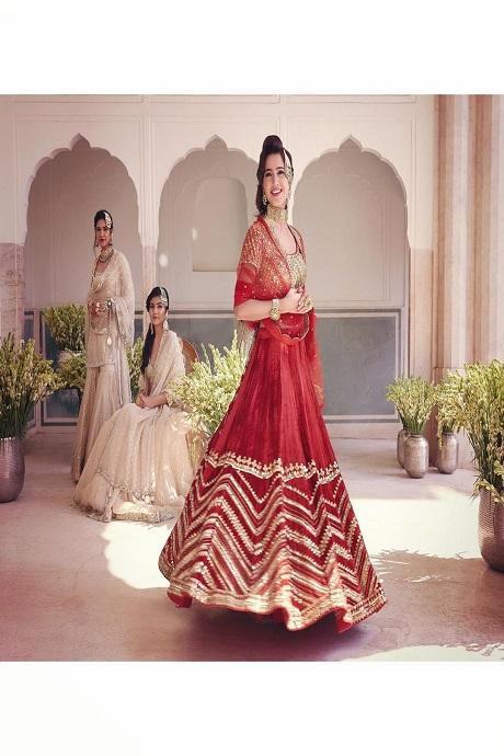 Red Color Ruffle Frill Party Wear Lehenga Design In Low Rate