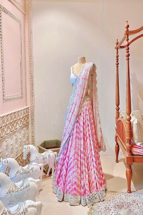 Pink Color Shining Silk Lehenga Choli In Low Rate