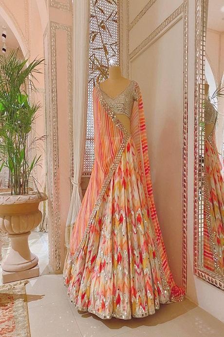 Designer Anarkali Multi Color Online Lehenga Choli For Girls