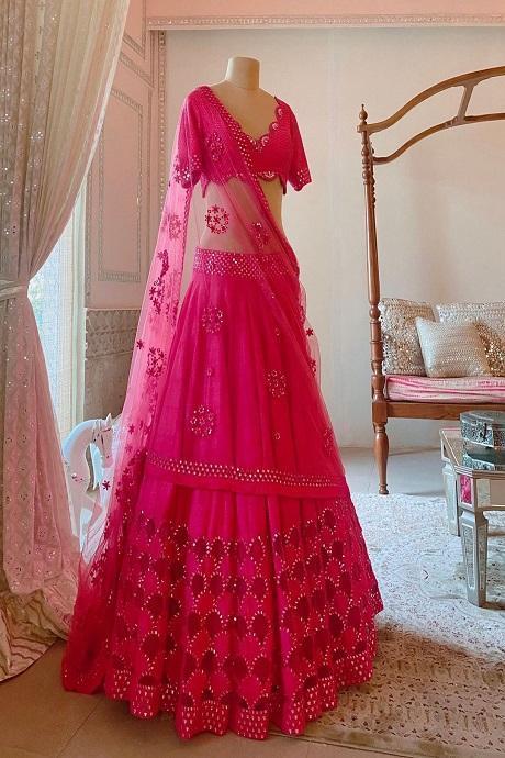 Rani Mirror Work Gorgette Silk Lehenga Choli Design Collection  2024