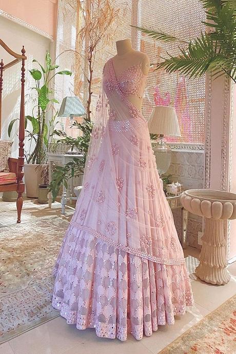 Organza Silk Embroidery Work Lehenga Choli Collection For Girls