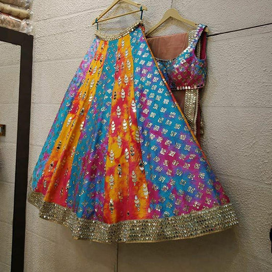 Beauteous Banglori Satin Multi Printed Silk Heavy Lehenga