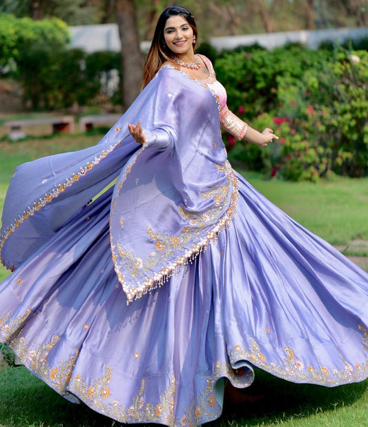 Beautiful Purple Festival Wear Heavy Work  Mirror Lehenga Choli