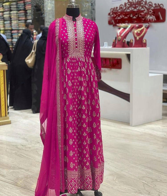 Best Designer Party Wear Rani Pink Gown Collection