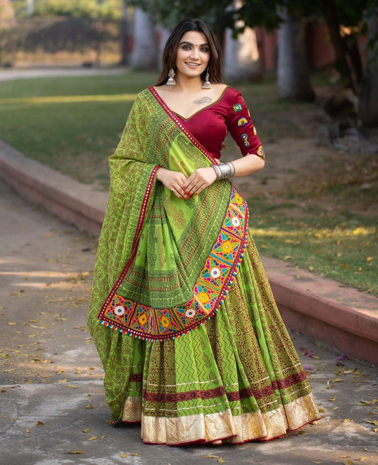 Designer Pure Silk Navratri Lehenga Saree Designs