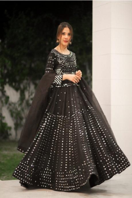 Black Mirror Work Designer Online Gown For Women