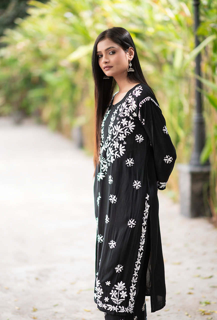 Black Color Thread Work Chikankari Dress Design