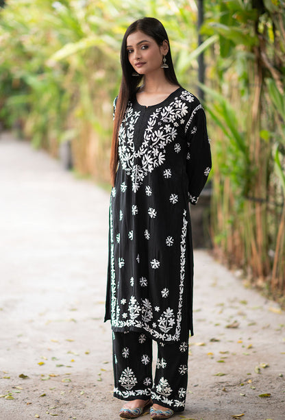 Black Color Thread Work Chikankari Dress Design