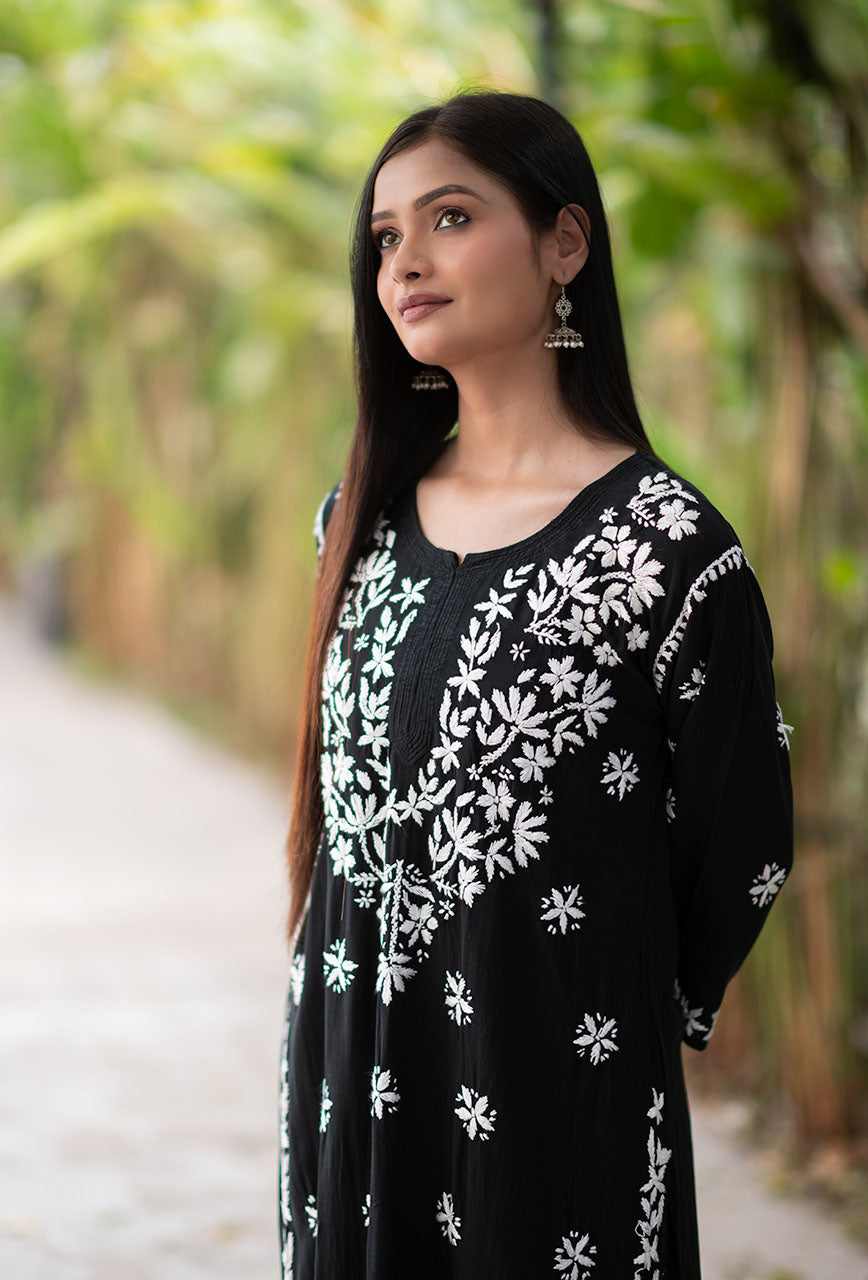 Black Color Thread Work Chikankari Dress Design