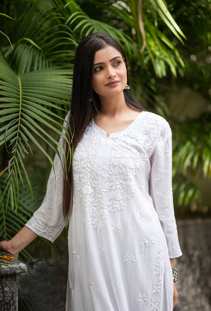 Celestial White Color Chikankari Dress In Lowest Rate