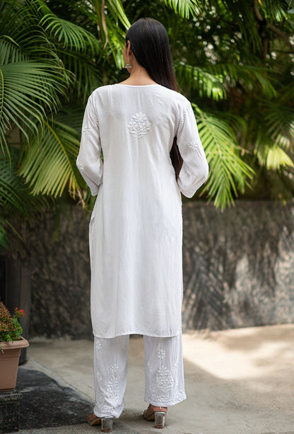 Celestial White Color Chikankari Dress In Lowest Rate