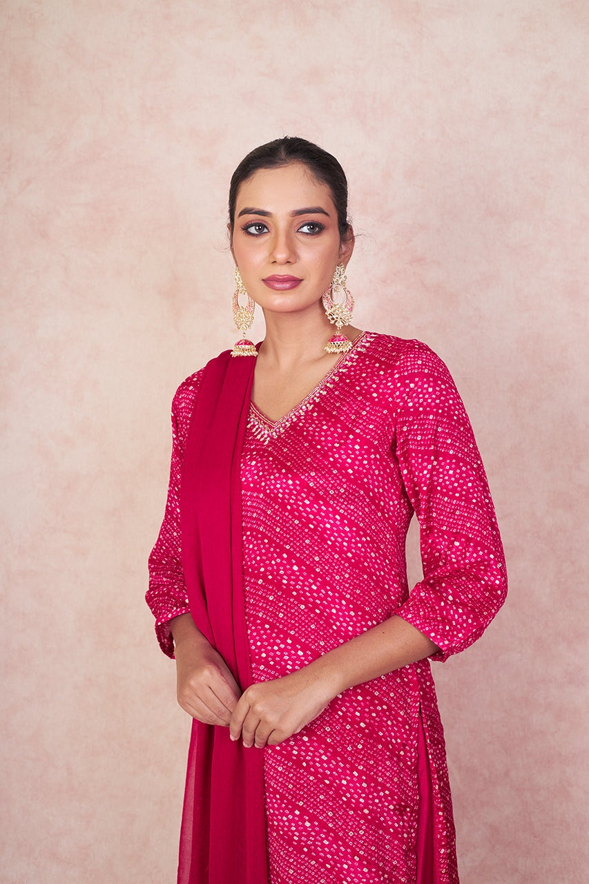 Captivating Pink Color Chikankari Work Dress For Women