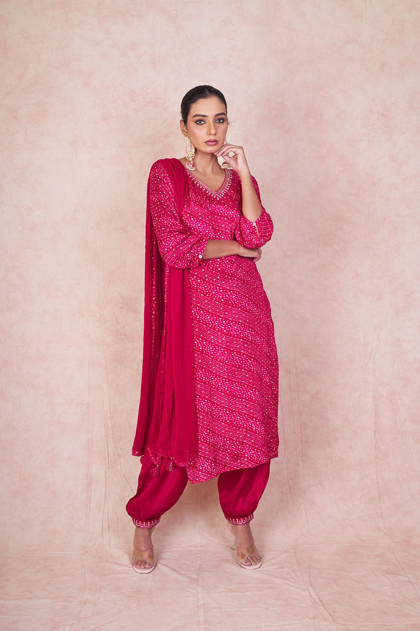 Captivating Pink Color Chikankari Work Dress For Women