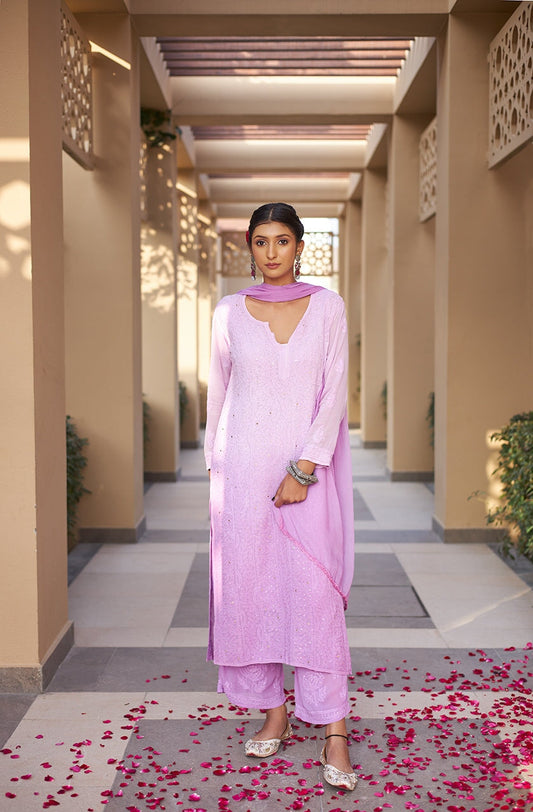 Attractive Style Pink Latest Chikankari Dress Collection