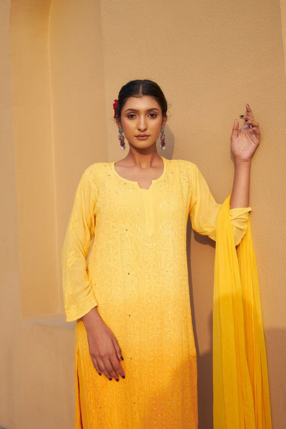 Attractive Style Yellow Fancy Dress For Women