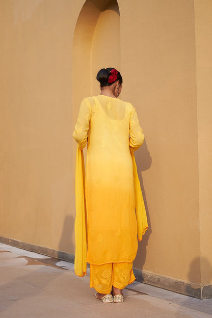 Attractive Style Yellow Fancy Dress For Women