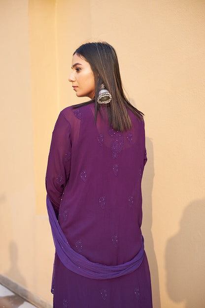 Purple Attractive Party Wear Chikankari Dress For Party