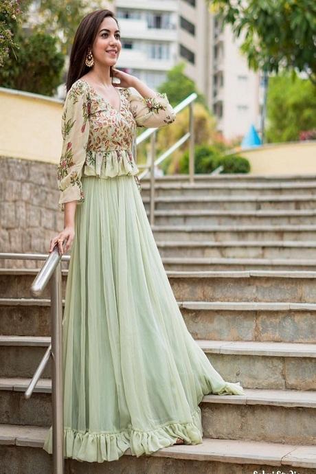 Stylish Sequence Green Color Online Lehenga For Girls