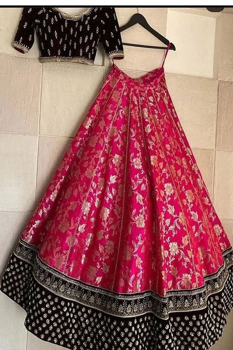 Multi Party Wear Fancy Jacquard Lehenga Choli Design