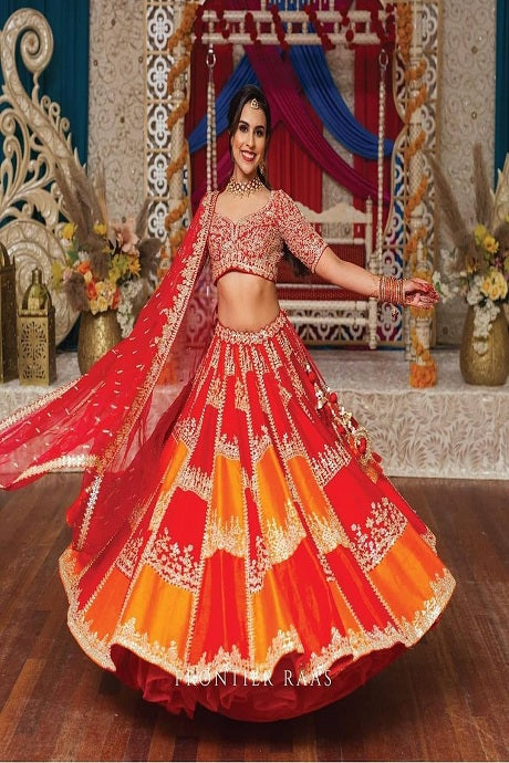 Multi Paper Silk Heavy Box Pattern Trendy Lehenga 2020