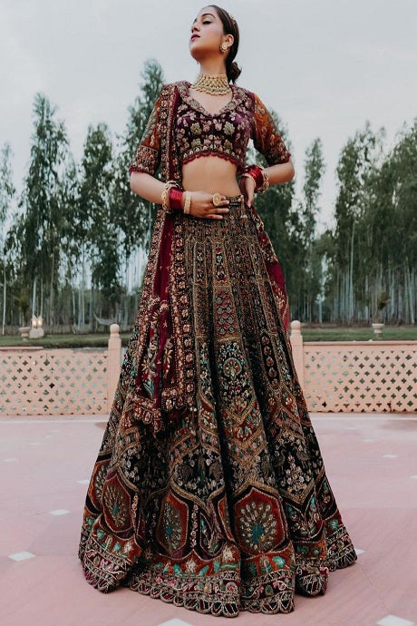 Latest Designer Silk Embroidery Work Lehenga Choli Online