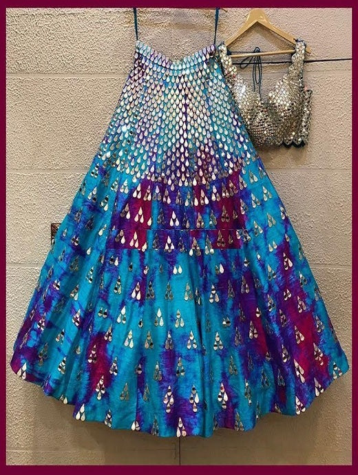 Lower Rate Multi Foil Embroidery Work Lehenga Design Online