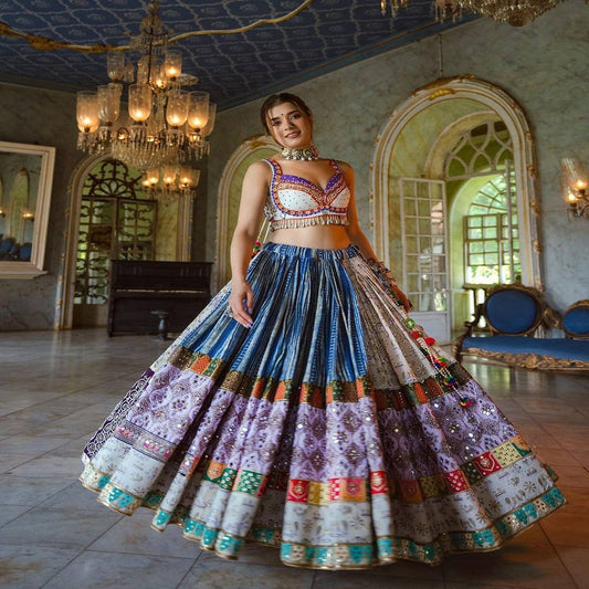 Blue Designer Party Wear Mirror Work Lehenga Designs