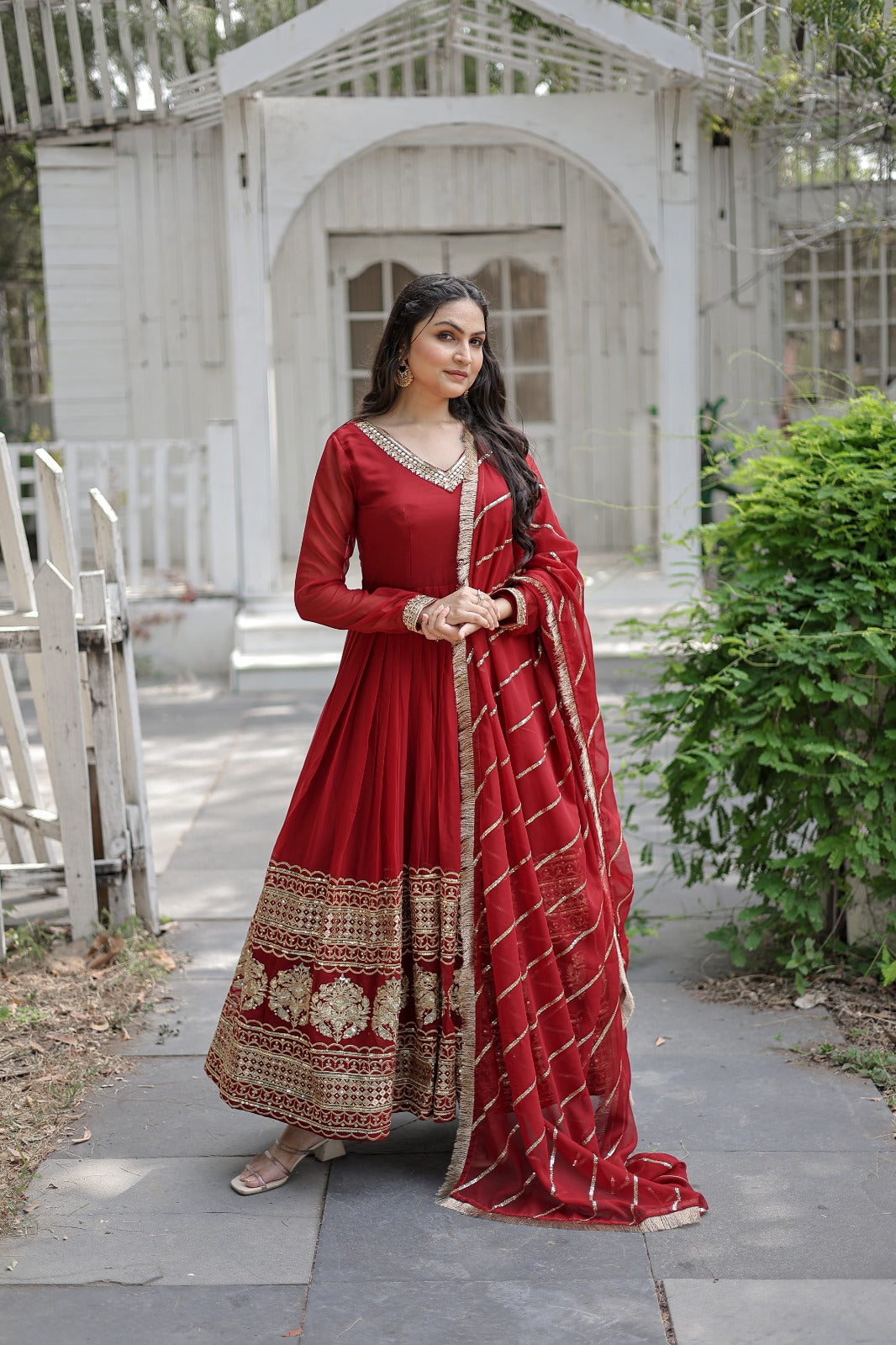 Heavy Designer Work Multi Color Embroidery Work Silk Gown