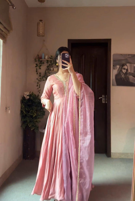 Light Pink Work Party Wear Bollywood Designer Gown