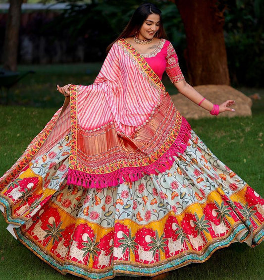 Dashing White Color Floral Printed Classic Lehenga Choli