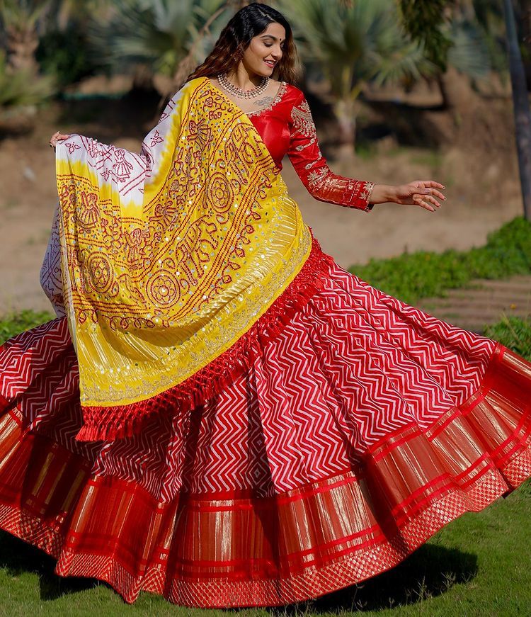 Exquisite Red Color Zig Zag Printed Classic Lehenga Choli