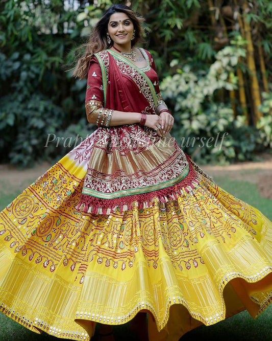 Designer One Piece Pure Silk Yellow Color Lehenga Choli For Women