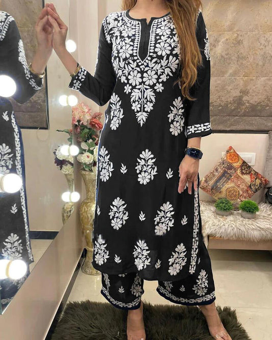 Designer Chikankari Work Kurta Online Design In Low Rate