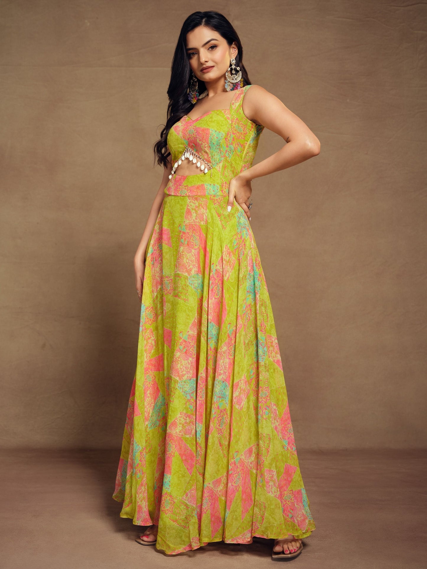 Yellow Color Beautiful Designer Embroidery Work Gown