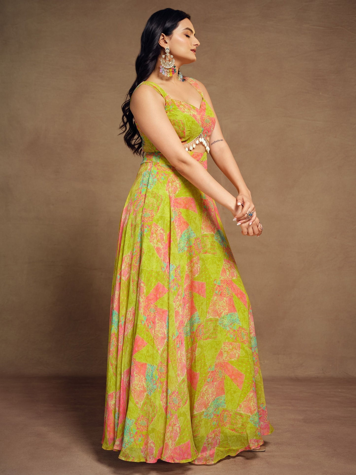 Yellow Color Beautiful Designer Embroidery Work Gown