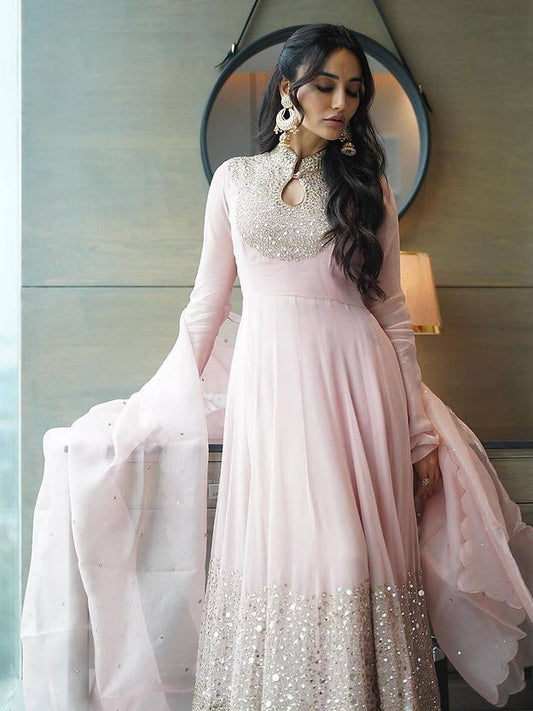 Blessed White Color Stylish Bollywood Gown In Low Rate