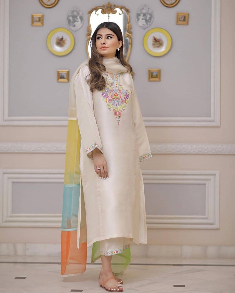 Party Wear White Color Best Designer Kurta Set