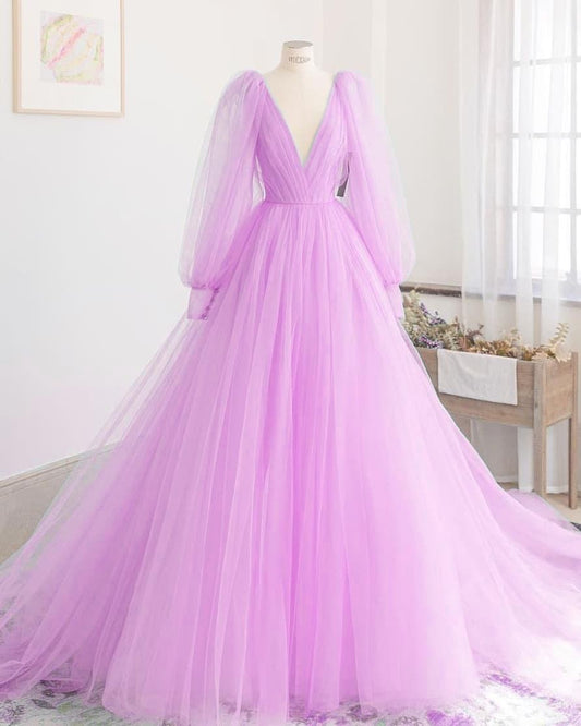 Latest Designer Plain Soft Net Party Wear Purple Gown