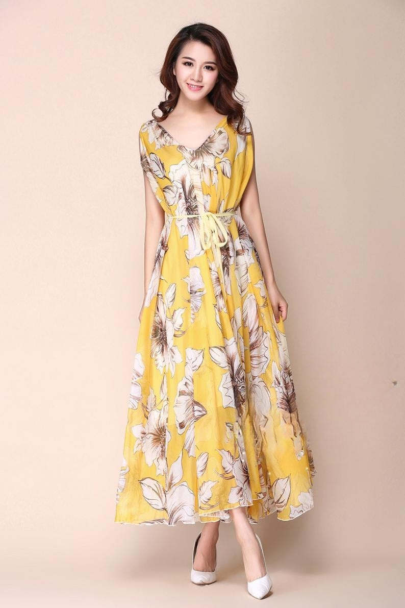 Yellow Colored Digital Printed Kurti